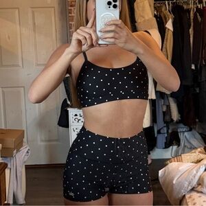 Alo yoga polka dot sports bra and shorts